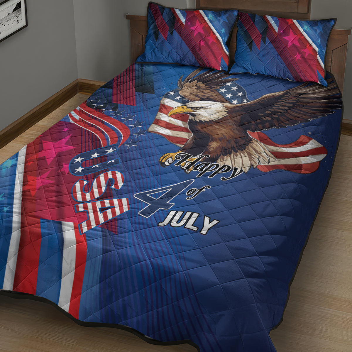 USA Independence Day 2024 Quilt Bed Set United States Eagle - Wonder Print Shop