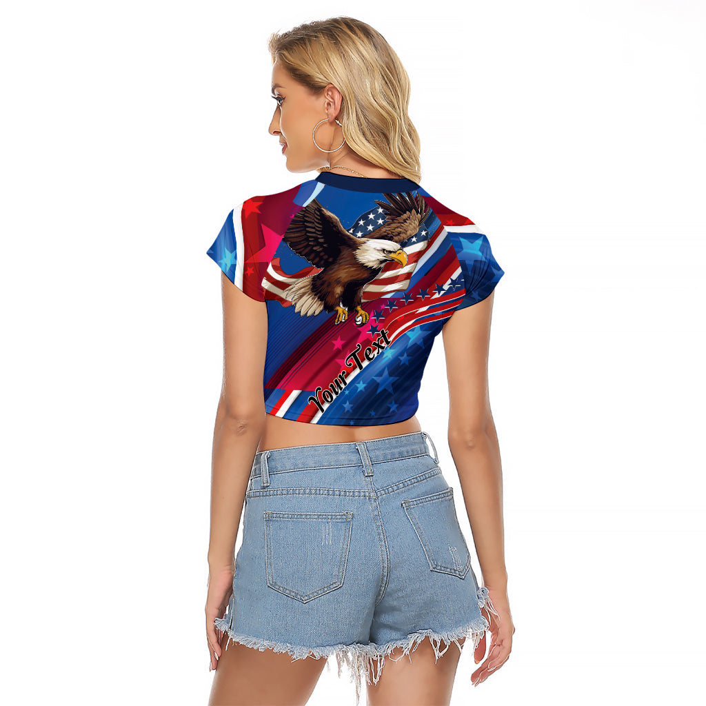 Personalized USA Independence Day 2024 Raglan Cropped T Shirt United States Eagle - Wonder Print Shop