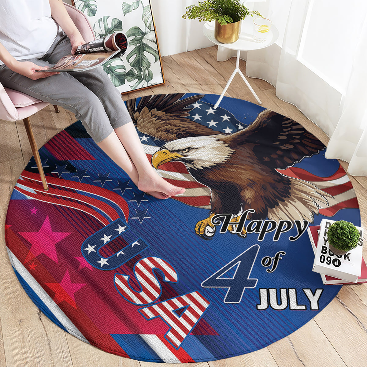 USA Independence Day 2024 Round Carpet United States Eagle