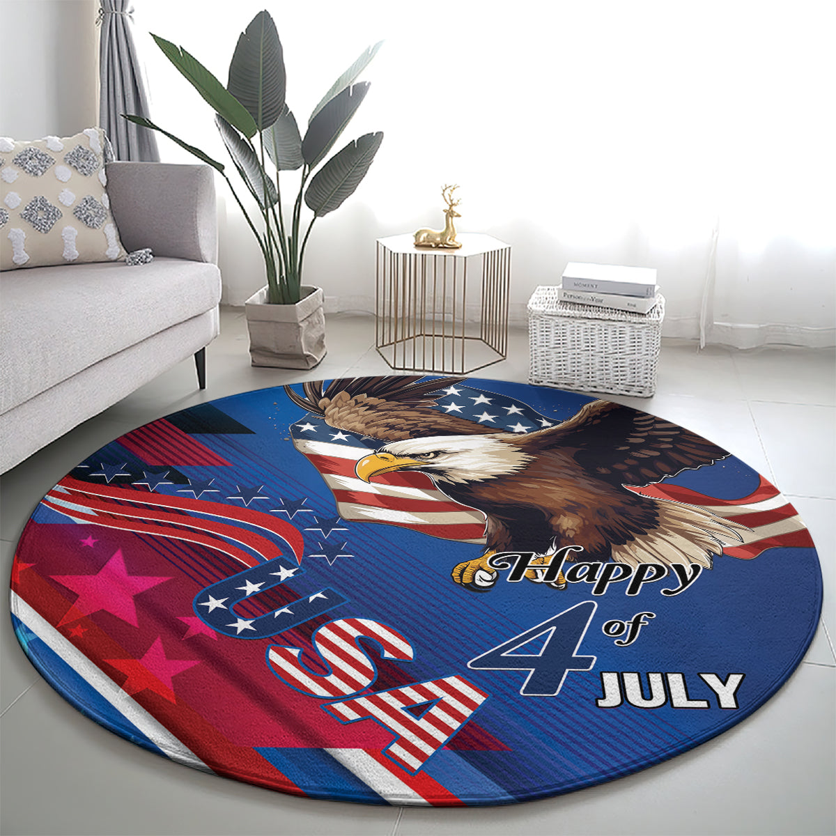 USA Independence Day 2024 Round Carpet United States Eagle