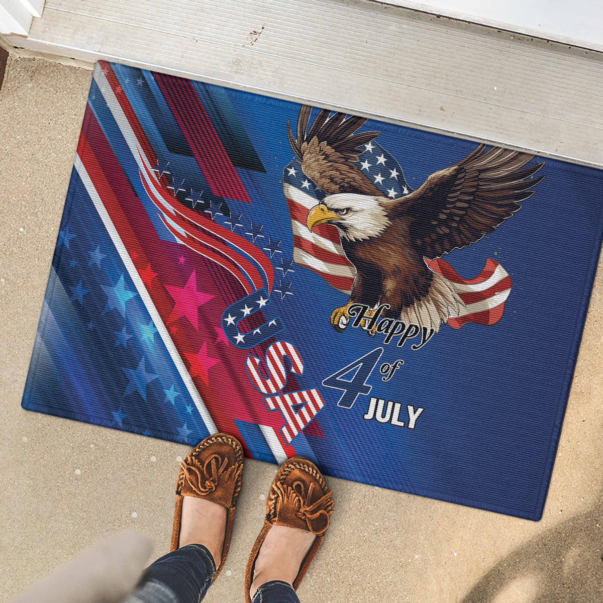 USA Independence Day 2024 Rubber Doormat United States Eagle - Wonder Print Shop