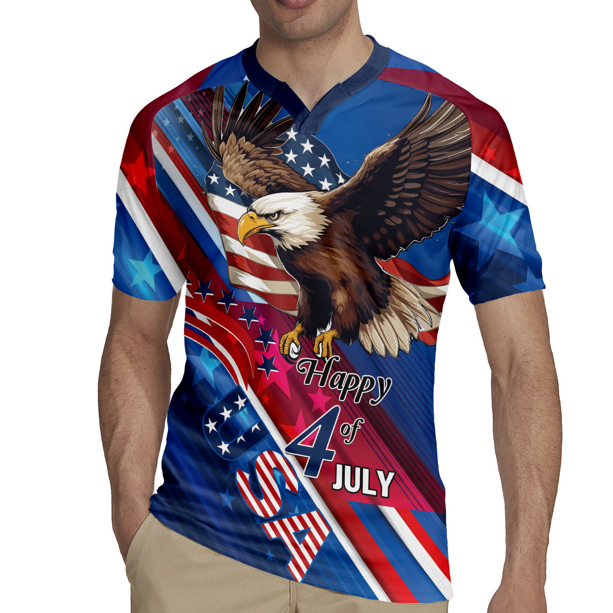 Personalized USA Independence Day 2024 Rugby Jersey United States Eagle - Wonder Print Shop