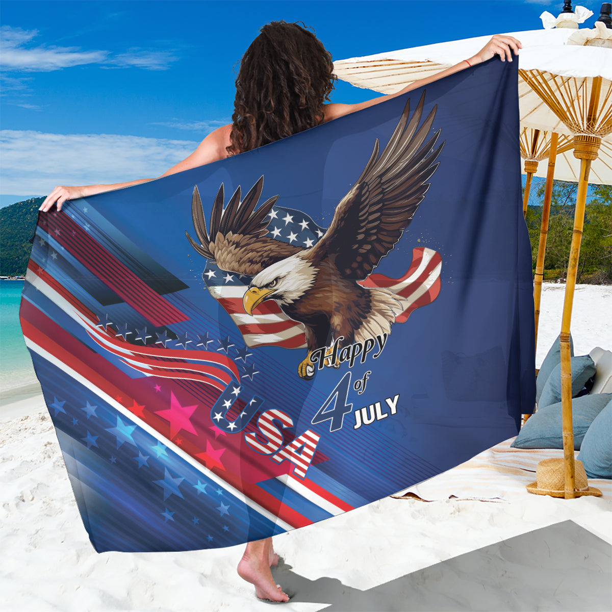 USA Independence Day 2024 Sarong United States Eagle - Wonder Print Shop
