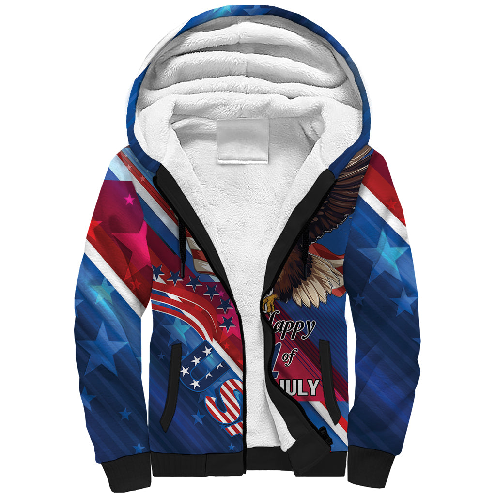 Personalized USA Independence Day 2024 Sherpa Hoodie United States Eagle - Wonder Print Shop