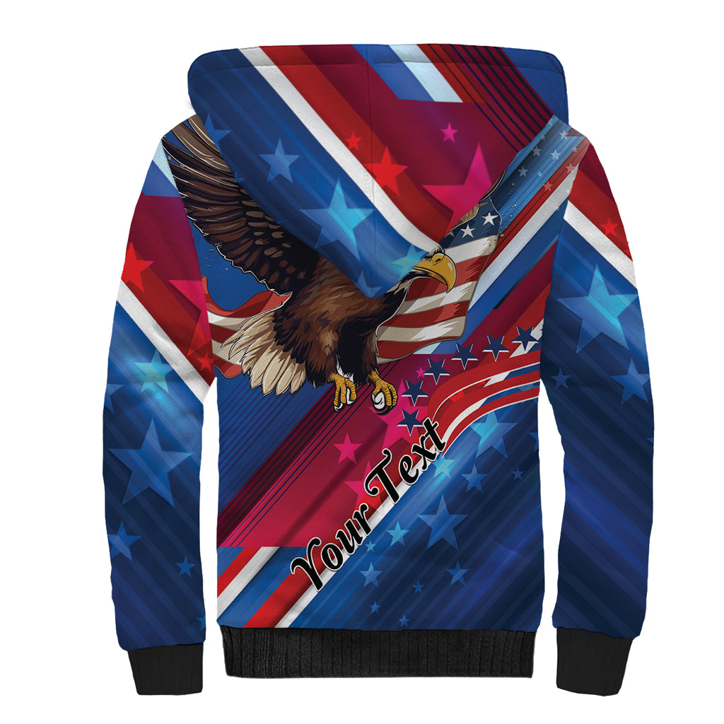 Personalized USA Independence Day 2024 Sherpa Hoodie United States Eagle - Wonder Print Shop