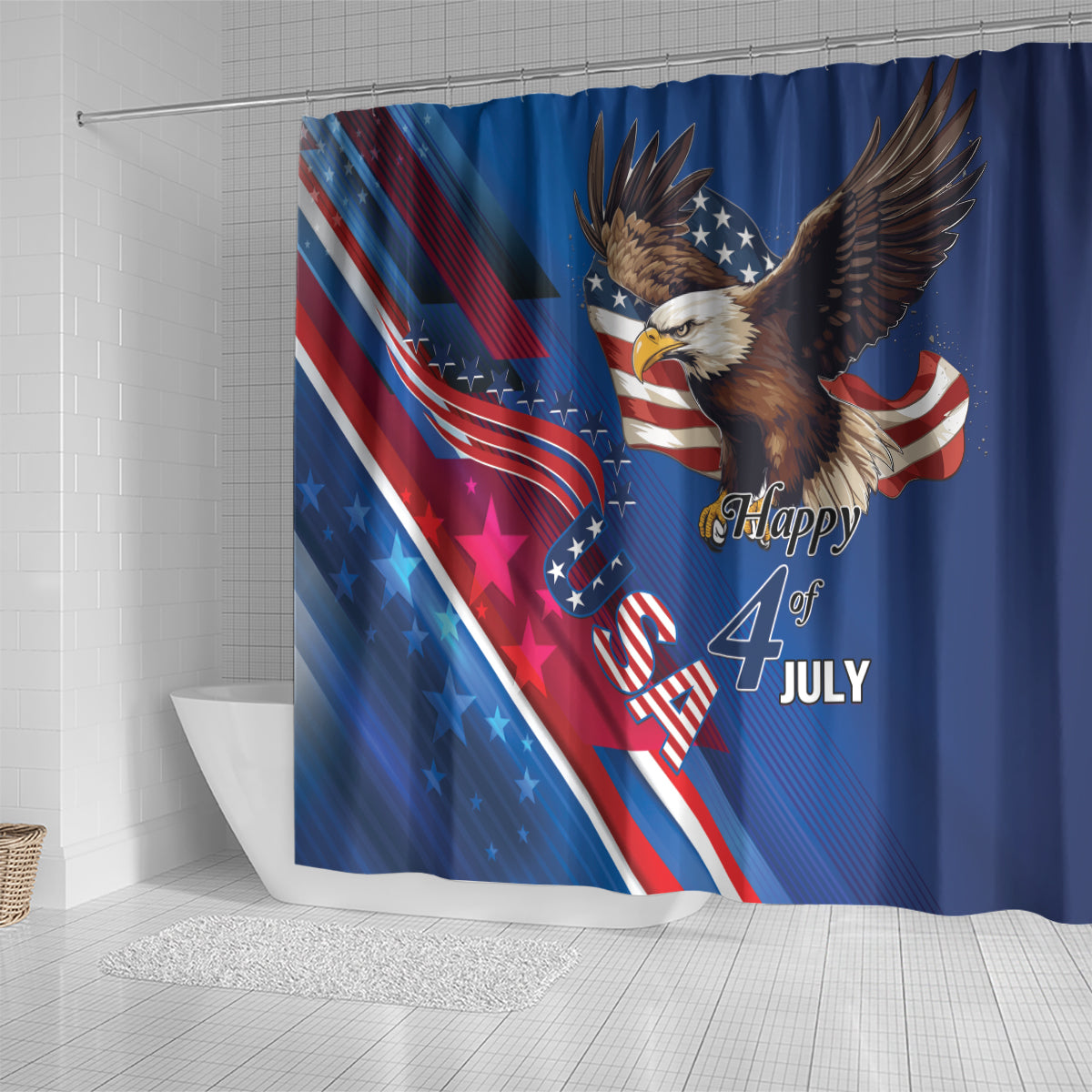 USA Independence Day 2024 Shower Curtain United States Eagle
