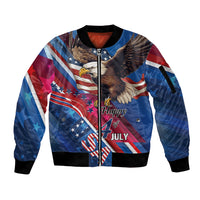 Personalized USA Independence Day 2024 Sleeve Zip Bomber Jacket United States Eagle - Wonder Print Shop