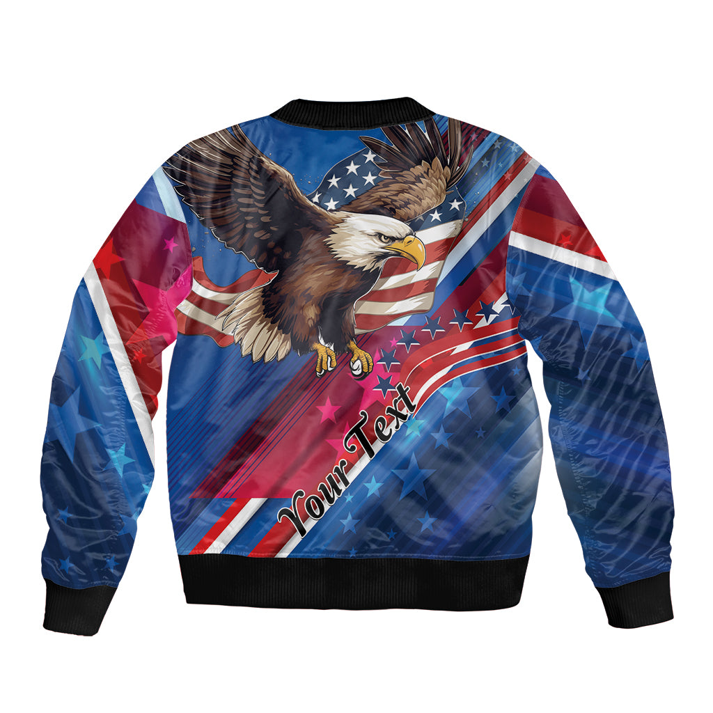 Personalized USA Independence Day 2024 Sleeve Zip Bomber Jacket United States Eagle - Wonder Print Shop