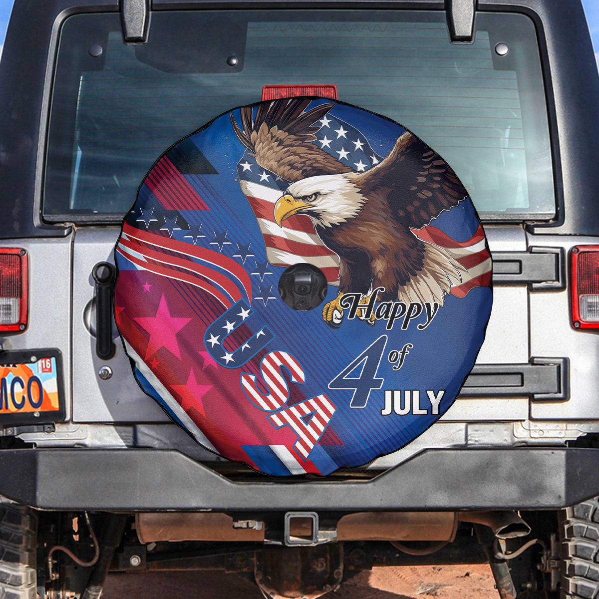USA Independence Day 2024 Spare Tire Cover United States Eagle