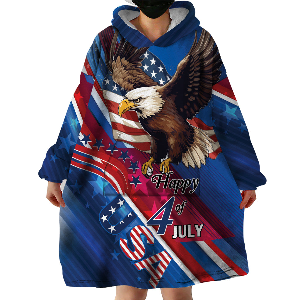 Personalized USA Independence Day 2024 Wearable Blanket Hoodie United States Eagle - Wonder Print Shop