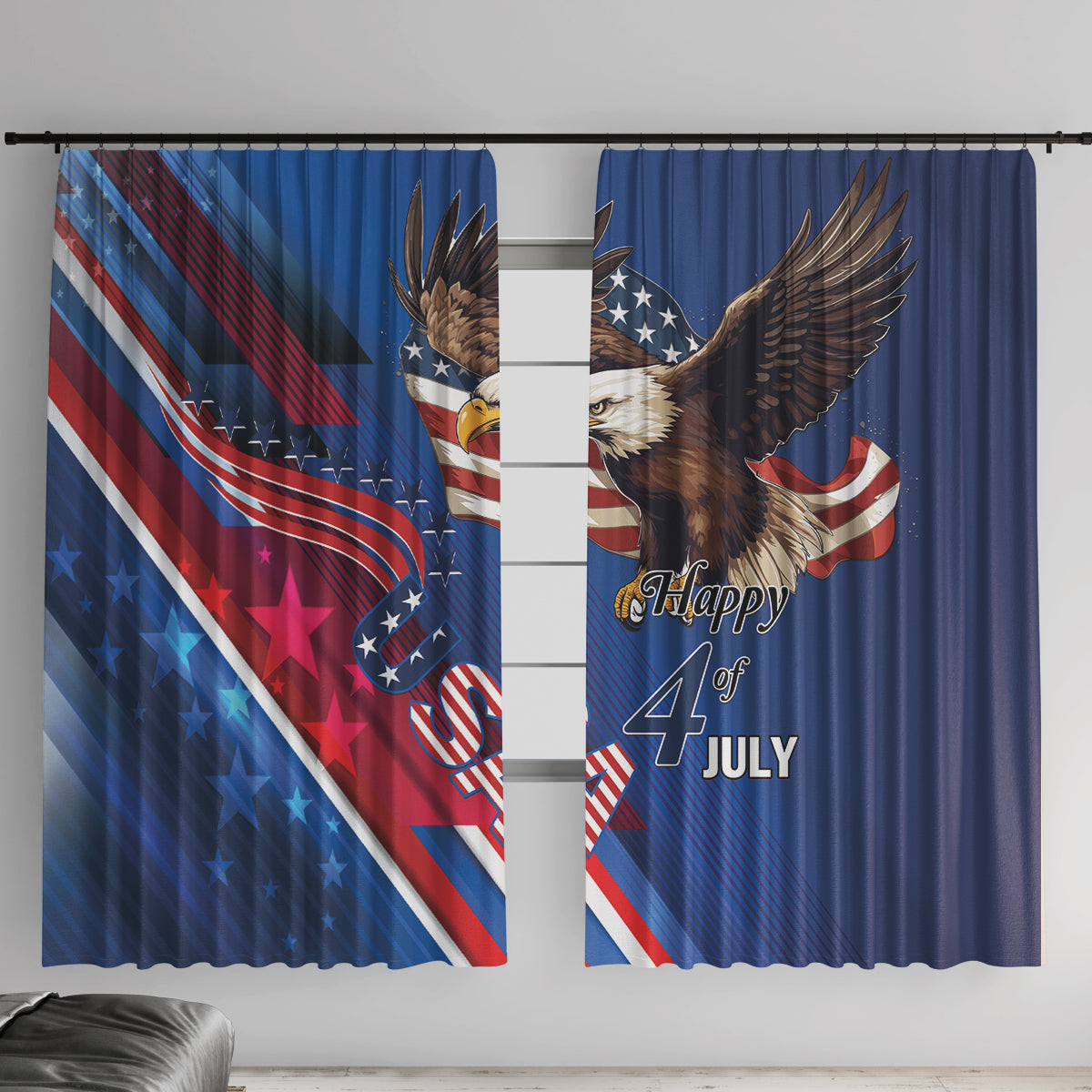 USA Independence Day 2024 Window Curtain United States Eagle - Wonder Print Shop
