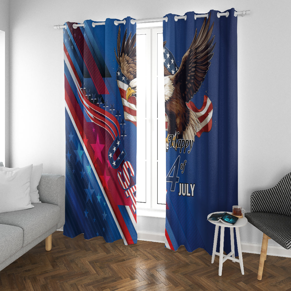 USA Independence Day 2024 Window Curtain United States Eagle - Wonder Print Shop