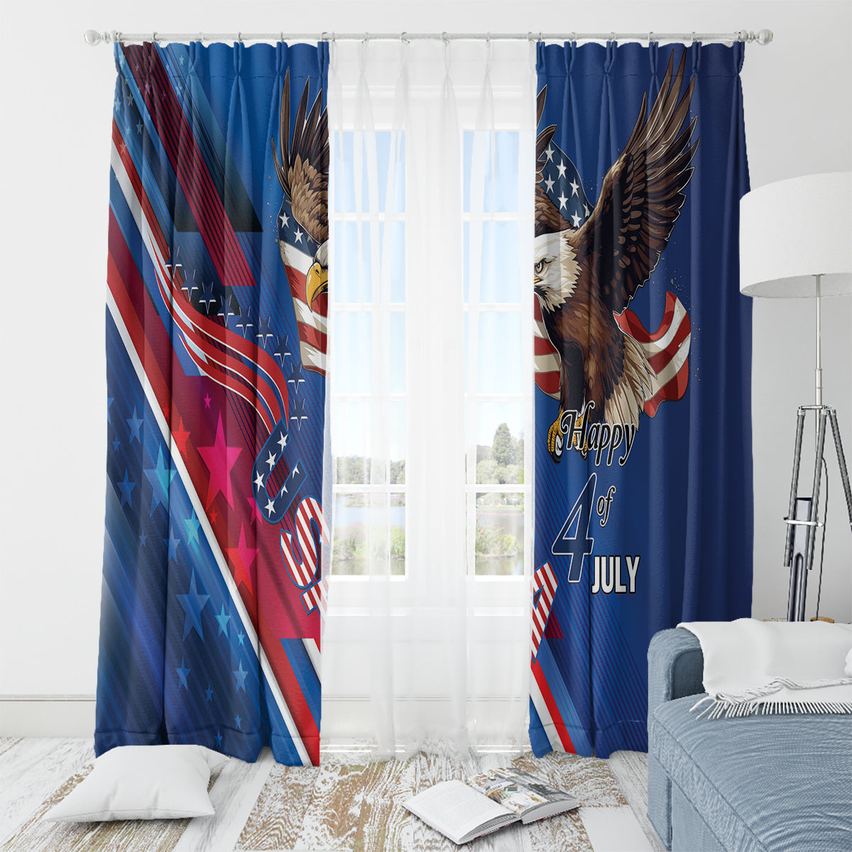 USA Independence Day 2024 Window Curtain United States Eagle - Wonder Print Shop