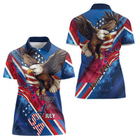 Personalized USA Independence Day 2024 Women Polo Shirt United States Eagle - Wonder Print Shop