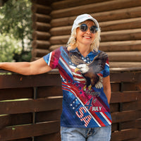 Personalized USA Independence Day 2024 Women Polo Shirt United States Eagle - Wonder Print Shop