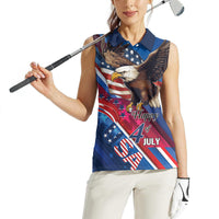 Personalized USA Independence Day 2024 Women Sleeveless Polo Shirt United States Eagle - Wonder Print Shop