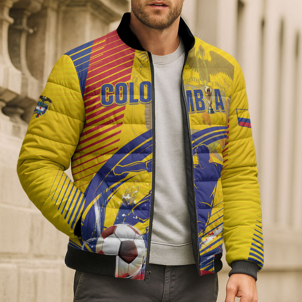 Custom Colombia 2026 World Football Bomber Puffer Jacket Los Cafeteros Go Champion