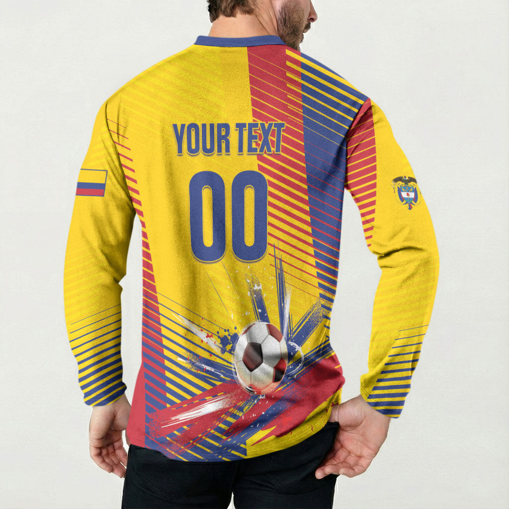 Custom Colombia 2026 World Football Button Sweatshirt Los Cafeteros Go Champion