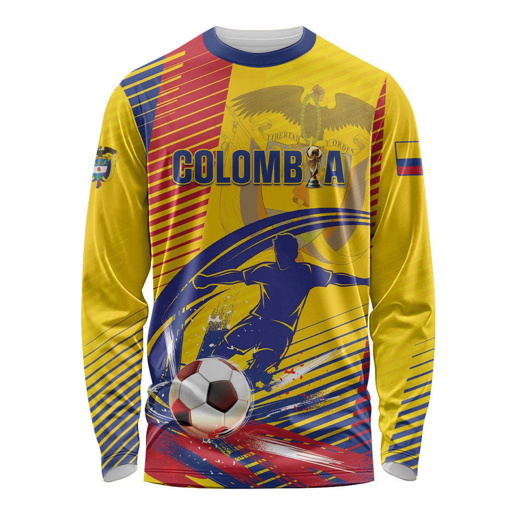 Custom Colombia 2026 World Football Long Sleeve Shirt Los Cafeteros Go Champion