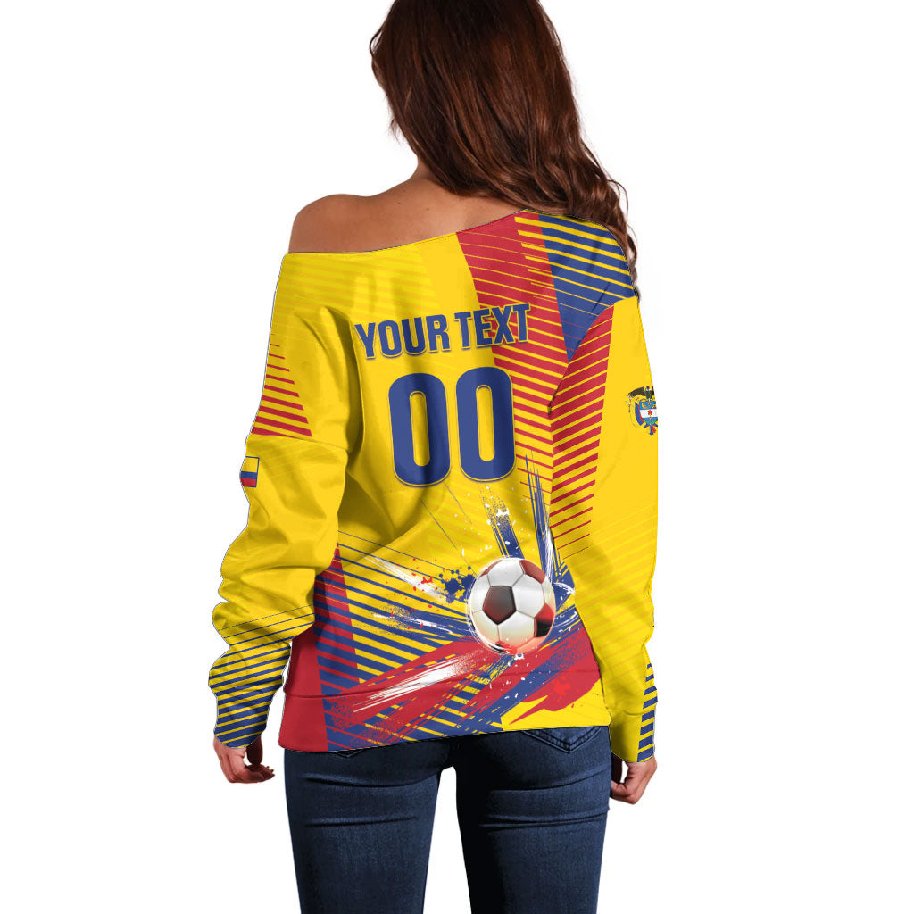Custom Colombia 2026 World Football Off Shoulder Sweater Los Cafeteros Go Champion