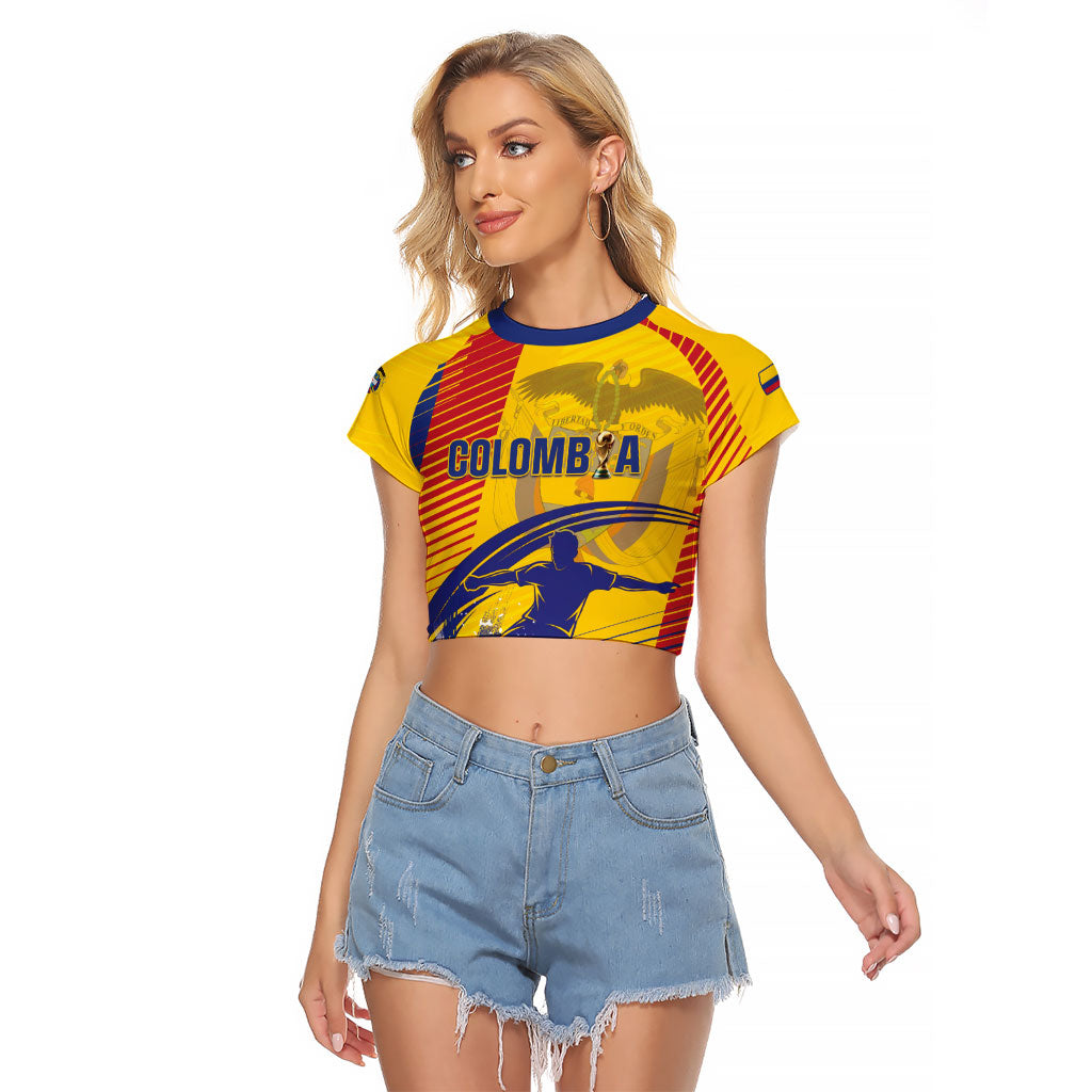 Custom Colombia 2026 World Football Raglan Cropped T Shirt Los Cafeteros Go Champion