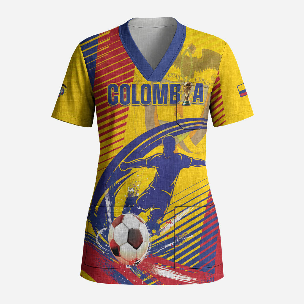 Custom Colombia 2026 World Football Scrub Top Los Cafeteros Go Champion