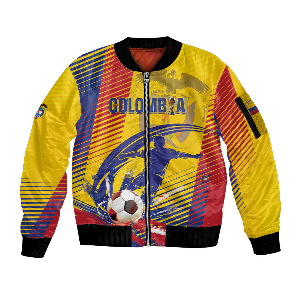 Custom Colombia 2026 World Football Sleeve Zip Bomber Jacket Los Cafeteros Go Champion