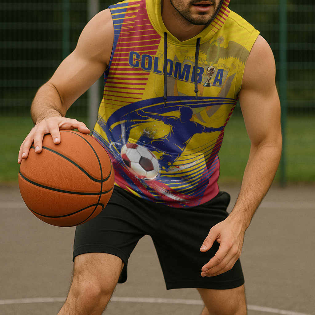Custom Colombia 2026 World Football Sleeveless Hoodie Los Cafeteros Go Champion