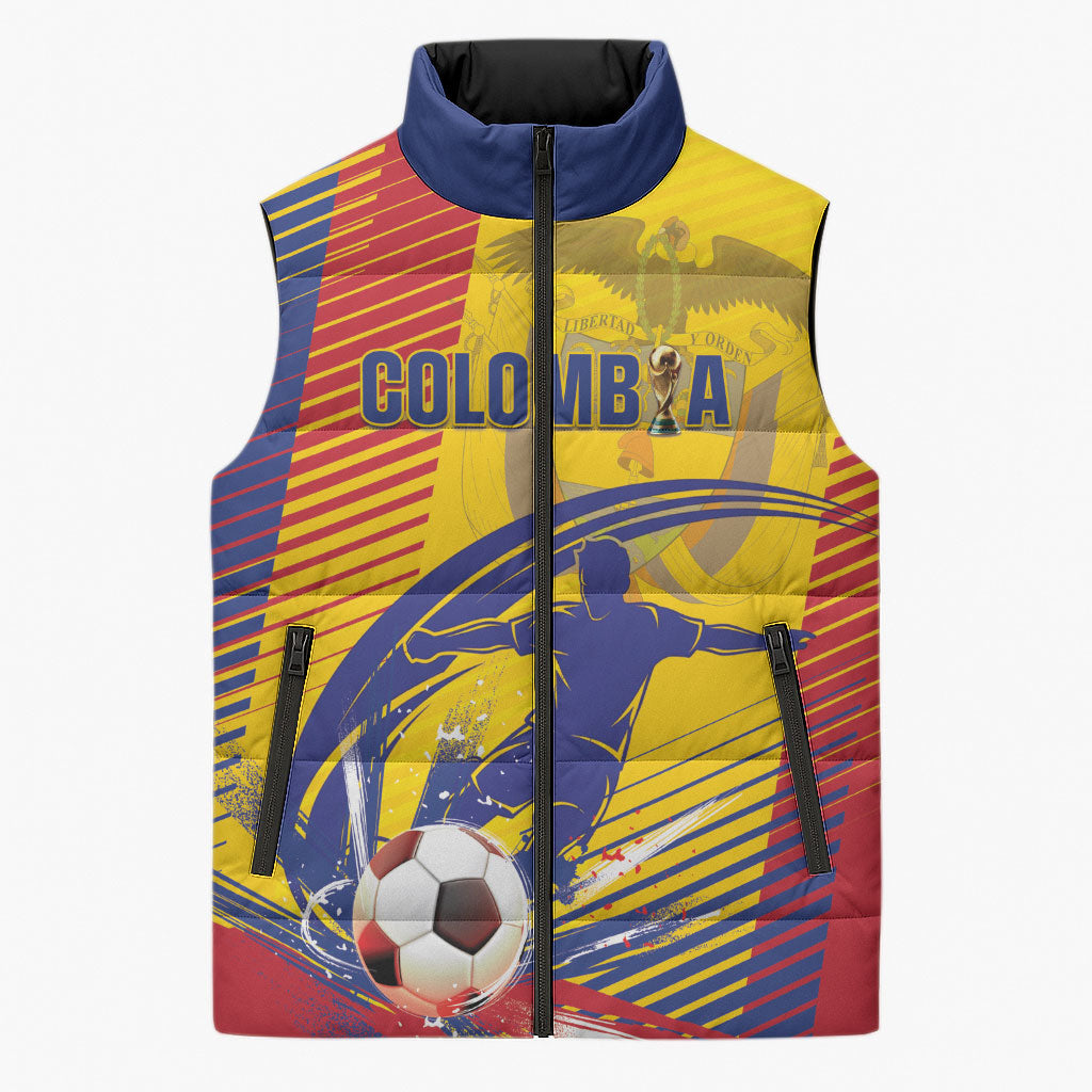 Custom Colombia 2026 World Football Sleeveless Puffer Jacket Los Cafeteros Go Champion
