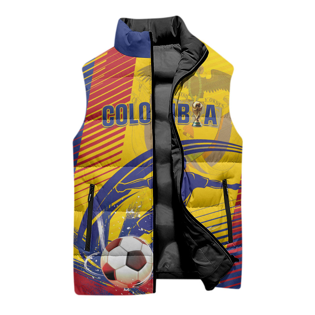 Custom Colombia 2026 World Football Sleeveless Puffer Jacket Los Cafeteros Go Champion