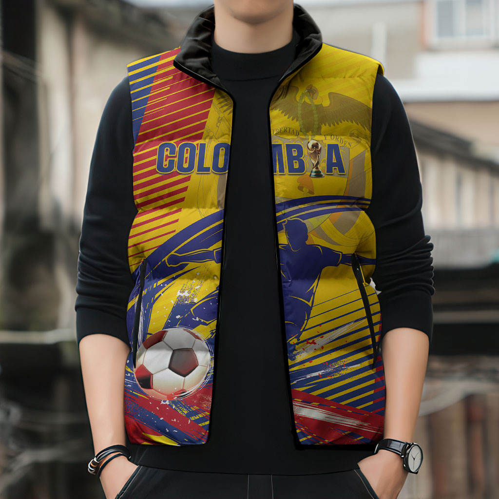 Custom Colombia 2026 World Football Sleeveless Puffer Jacket Los Cafeteros Go Champion
