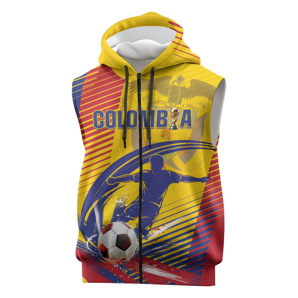 Custom Colombia 2026 World Football Sleeveless Zip Hoodie Los Cafeteros Go Champion