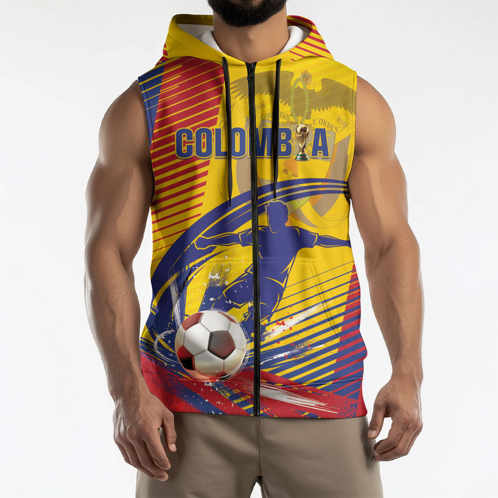 Custom Colombia 2026 World Football Sleeveless Zip Hoodie Los Cafeteros Go Champion