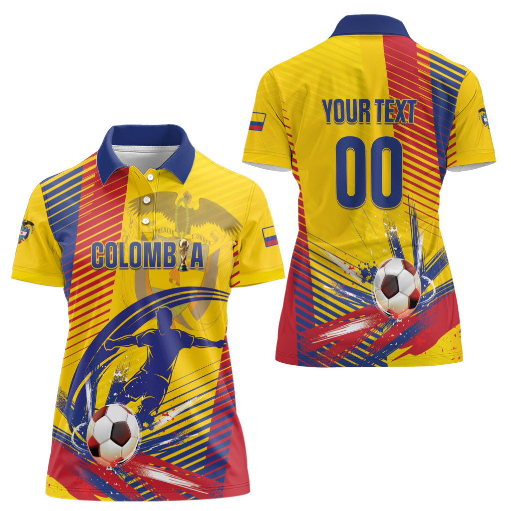 Custom Colombia 2026 World Football Women Polo Shirt Los Cafeteros Go Champion