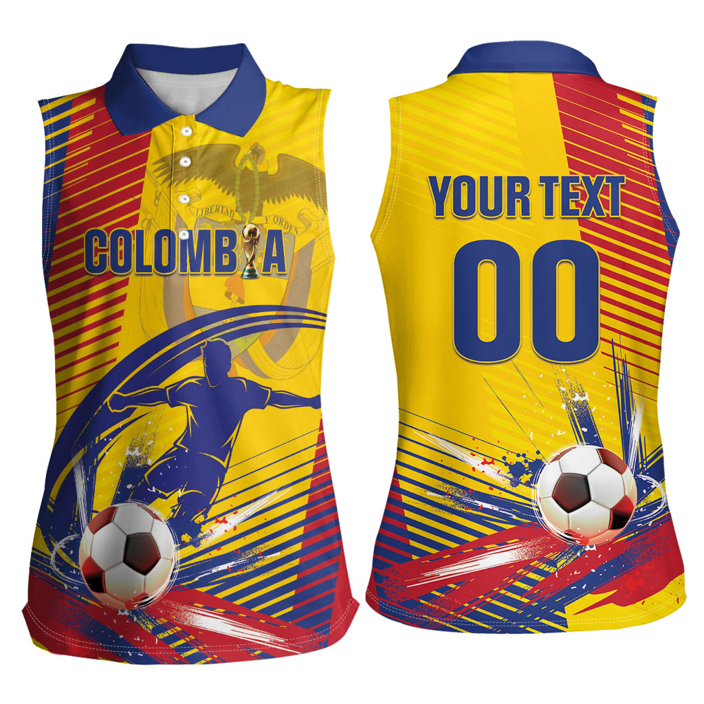 Custom Colombia 2026 World Football Women Sleeveless Polo Shirt Los Cafeteros Go Champion