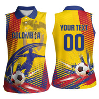 Custom Colombia 2026 World Football Women Sleeveless Polo Shirt Los Cafeteros Go Champion