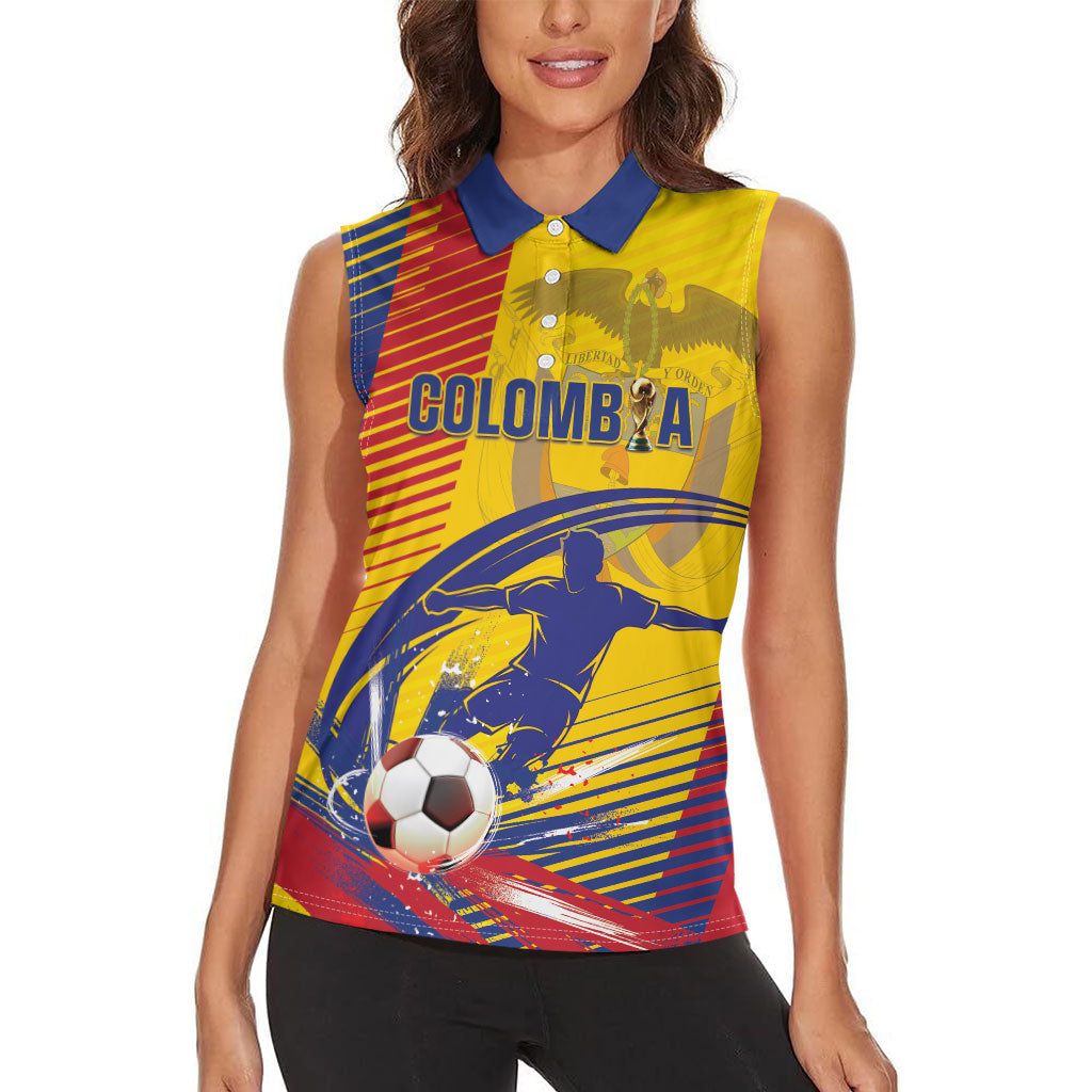 Custom Colombia 2026 World Football Women Sleeveless Polo Shirt Los Cafeteros Go Champion