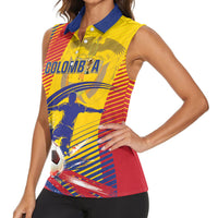 Custom Colombia 2026 World Football Women Sleeveless Polo Shirt Los Cafeteros Go Champion