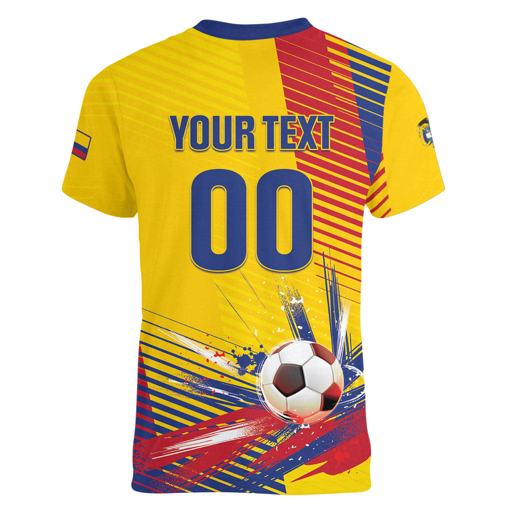 Custom Colombia 2026 World Football Women V-Neck T-Shirt Los Cafeteros Go Champion