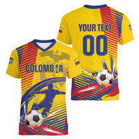 Custom Colombia 2026 World Football Women V-Neck T-Shirt Los Cafeteros Go Champion