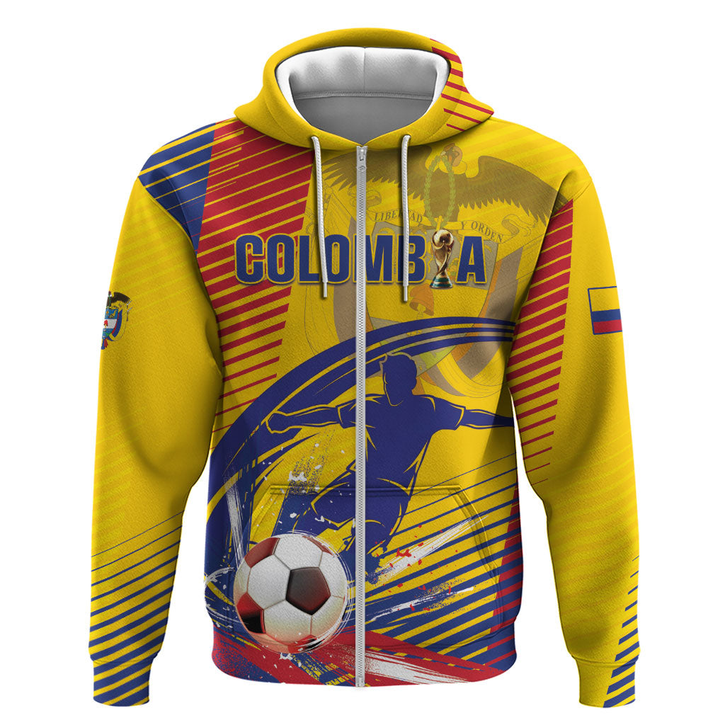 Custom Colombia 2026 World Football Zip Hoodie Los Cafeteros Go Champion