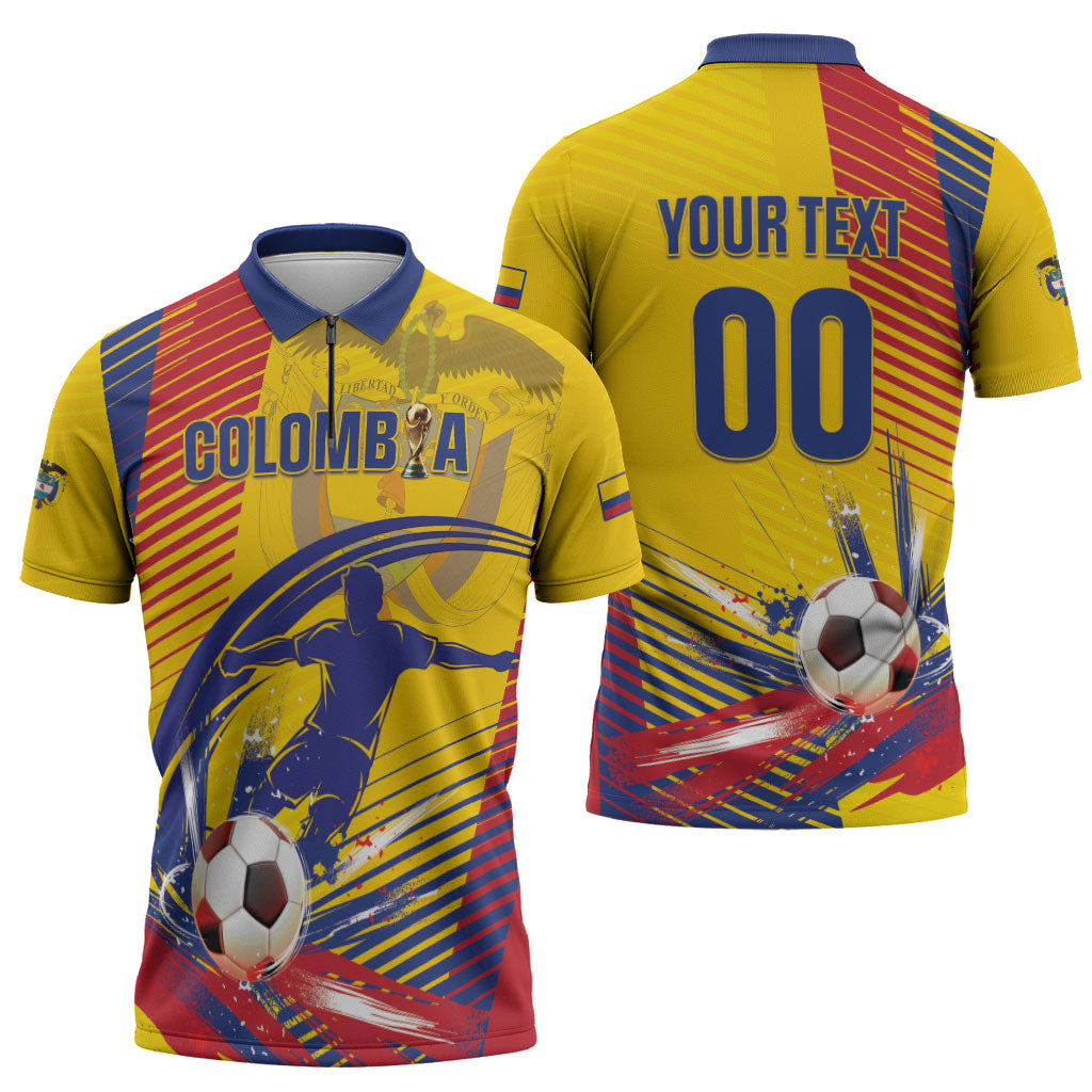Custom Colombia 2026 World Football Zipper Polo Shirt Los Cafeteros Go Champion