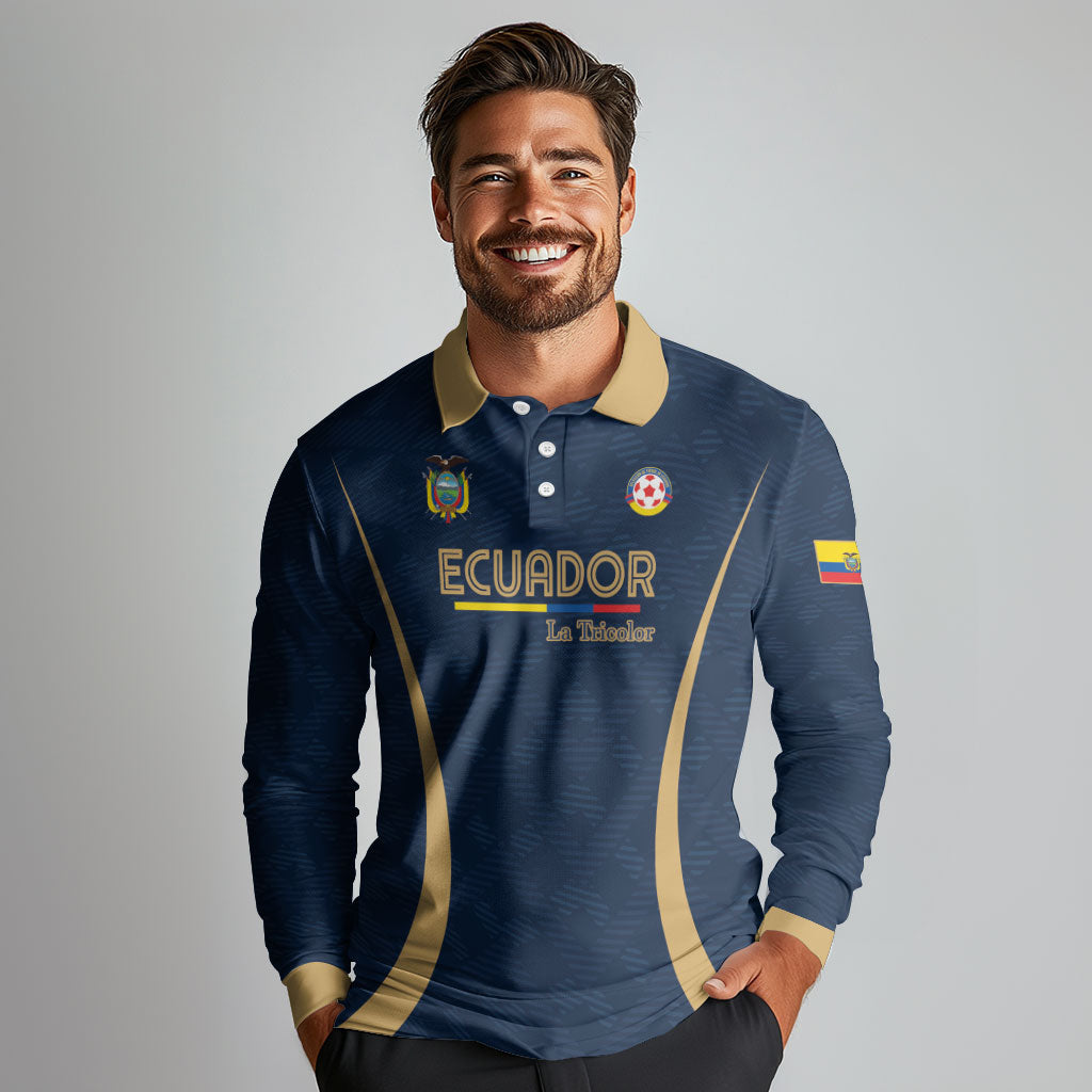 Custom Ecuador 2026 World Football Long Sleeve Polo Shirt La Tri Go Champion