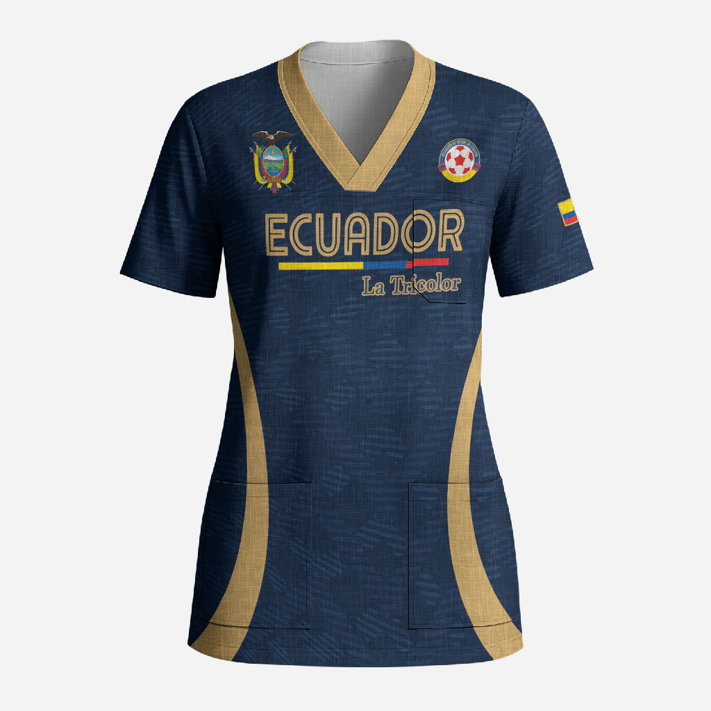 Custom Ecuador 2026 World Football Scrub Top La Tri Go Champion