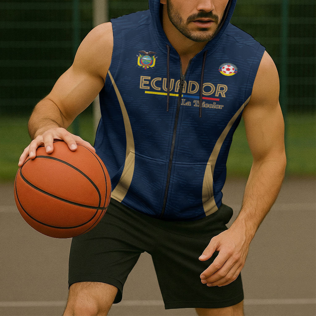 Custom Ecuador 2026 World Football Sleeveless Zip Hoodie La Tri Go Champion