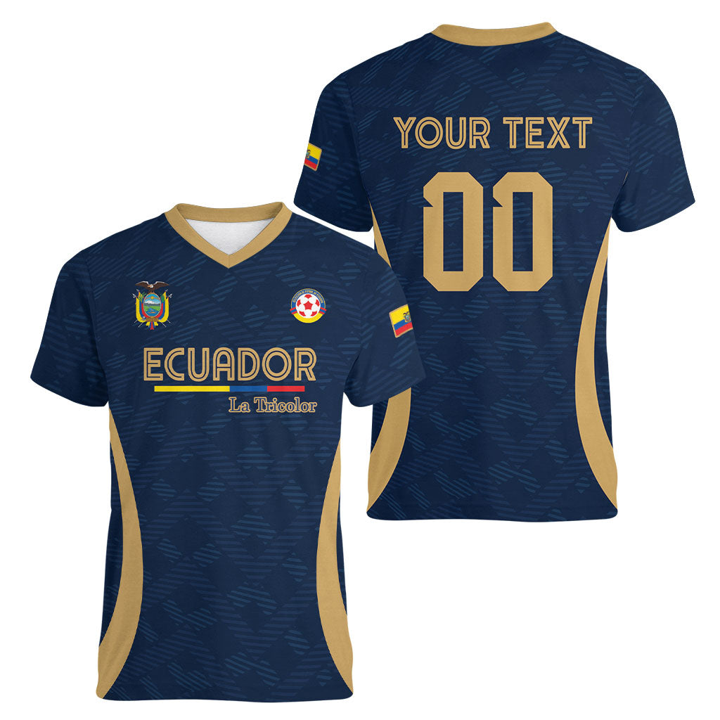 Custom Ecuador 2026 World Football Women V-Neck T-Shirt La Tri Go Champion