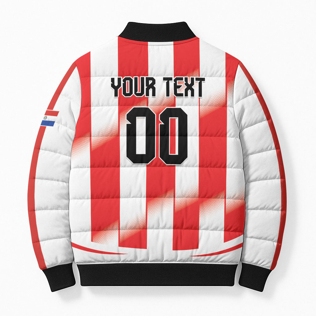 Custom Paraguay 2026 World Football Bomber Puffer Jacket La Albirroja Go Champion