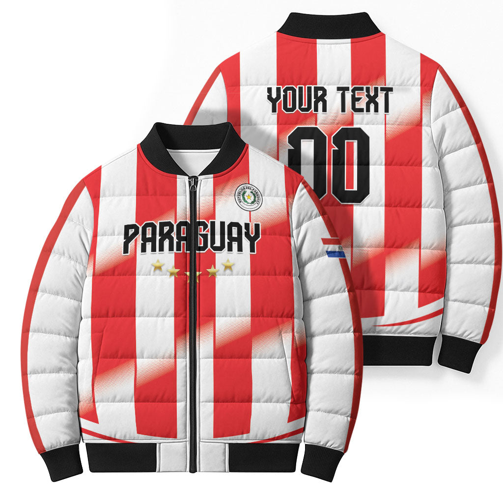 Custom Paraguay 2026 World Football Bomber Puffer Jacket La Albirroja Go Champion
