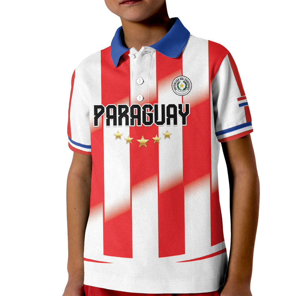 Custom Paraguay 2026 World Football Kid Polo Shirt La Albirroja Go Champion