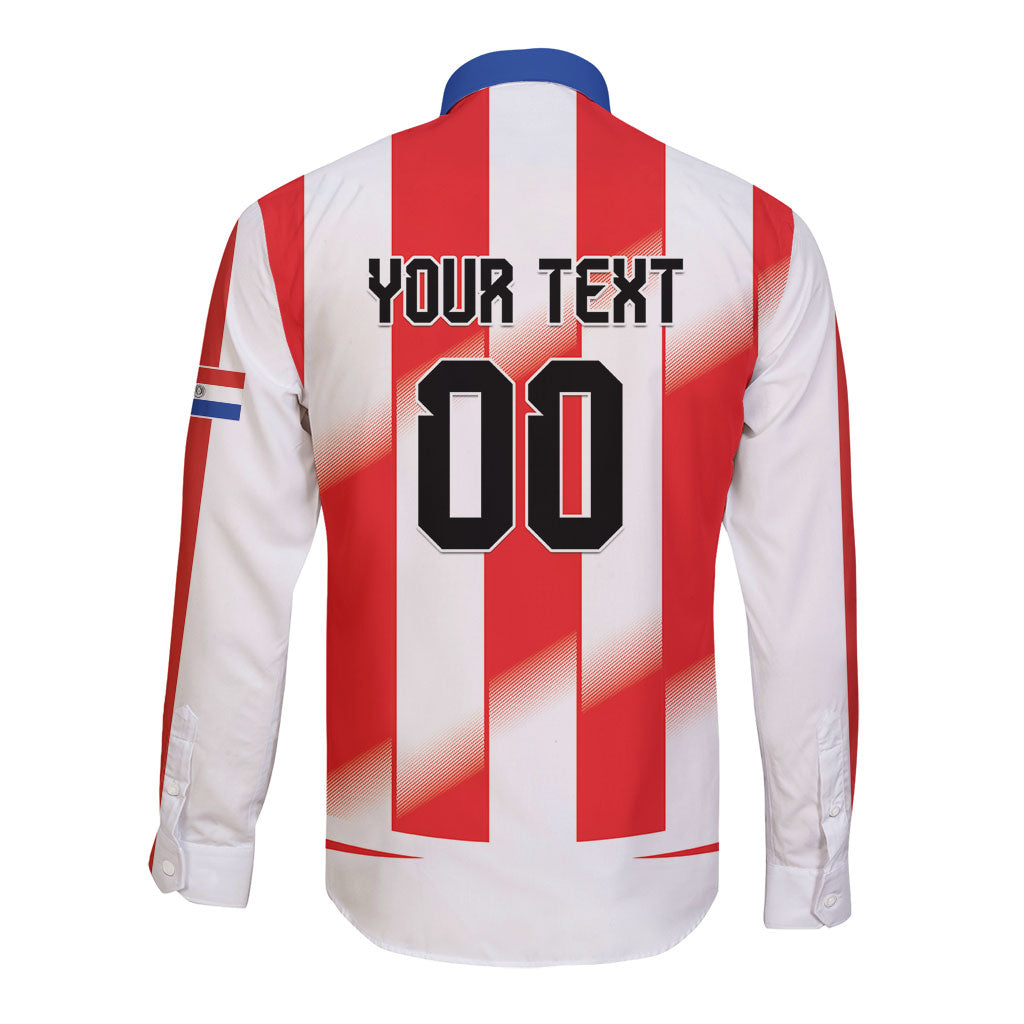 Custom Paraguay 2026 World Football Long Sleeve Button Shirt La Albirroja Go Champion